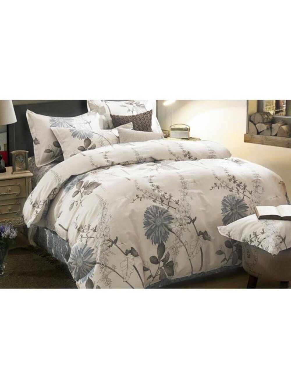 Floral Comforter Set - 100% Cotton Vintage Shabby Chic Farmhouse Bedding, 3